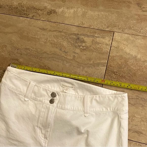 Eileen Fisher Women’s Organic Cotton Pants White Size 6 Button/ Zip Front Slim - Picture 3 of 8
